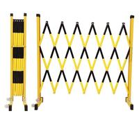 Bcade de metal expandible portátil para peatones con 2 ruedas, riel de protección para sitios de construcción, color amarillo, 120 x 500 cm, ideal para escuelas y eventos
