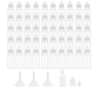 Bcautay 50 botellas cuentagotas de plástico de punta fina de 15 ml, 3 embudos (blanco)