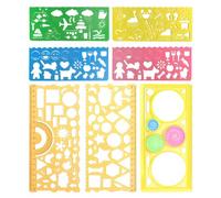 BCBF 7 Piezas Juego De Reglas Escolar,Escuadra Cartabon Y Transportador,Modèle, Reglas, Regla con División En Pulgadas Y Centímetros, Adecuada para Oficina, Escuela, Hogar