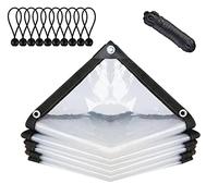 BCBIG Lona Impermeable Transparente con Ojales, para Muebles de jardín, para Exteriores, Impermeable, Aislamiento de Plantas, Resistente al Polvo, con Cuerda de 2 x 2 m