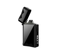 bcdef Encendedor de Arco Dual 2024, Arco Dual de Carga USB de Metal, Encendedor de Plasma sin Llama a Prueba de Viento, Pantalla de Carga Multifuncional, Regalo for Hombres(Black)