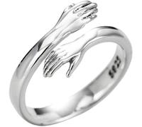 Bcenoilua Anillo Abrazo de Plata de Ley 925 para Mujer Anillos de Promesa Ajustables para Parejas Anillo de Abrazo Manos Abierto para Mujeres y Hombres Regalo Joyería Personalizada para Esposa Novia