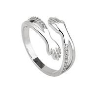 Bcenoilua Anillo Abrazo de Plata de Ley 925 para Mujer Anillos de Promesa Ajustables para Parejas Anillo de Abrazo Manos Abierto para Mujeres y Hombres Regalo Joyería Personalizada para Esposa Novia