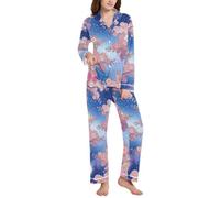 BCFHRGT Boho Flower Floral Moon Warm - Conjunto de dormir con cuello para mujer, Luna floral floral bohemia, M