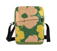 BCFHRGT Bolso de mensajero lindo sobre el hombro para hombres y mujeres, bolsos de hombro con correa ajustable para la escuela, flores verdes y amarillas, patrones tribales