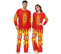 BCFHRGT Conjunto de pijama de dos piezas con bandera étnica de Macedonia para hombre y mujer, Bandera étnica macedonia, Large