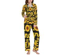 BCFHRGT Conjunto de pijama largo y cómodo con solapa para mujer con diseño de girasoles para el Día de la Madre I Love Being A Nene Grandma, Día de la Madre I Love Being a Nene Grandma Sunflower, M