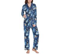 BCFHRGT Cute Unicorn Dark Academia Holiday - Pijama con solapa para mujer, Cute Unicorns Dark Academia, XL