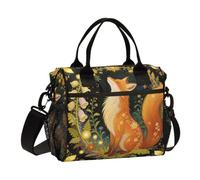 BCFHRGT Fox Silhouette - Bolsa de almuerzo dorada para niños con correa para el hombro, bolsa de almuerzo para profesores y acampadas
