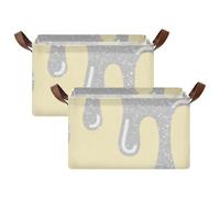 BCFHRGT Graffiti Art - Canastas de almacenamiento de tela gris beige brillante con asas, paquete de 2 organizadores decorativos para maquillaje, libros, estantes, sala de estar