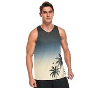 BCFHRGT Hawaii - Camiseta deportiva sin mangas para hombre, diseño de árbol de coco, color azul oscuro, Hawaii Coconut Tree Dark Blue Gridient, XX-Large