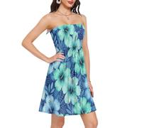 BCFHRGT Hello Blue - Vestidos de verano hawaianos de hibisco floral para mujer para vacaciones en la playa, Hello Blue Hawaiian Hibiscus Floral, XXL