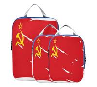 BCFHRGT Juego de 3 bolsas de almacenamiento plegables de poliéster, organizador de armario, bandera de la Unión Soviética de Repúblicas Socialistas Soviéticas, 3 unidades