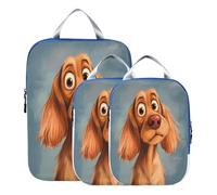 BCFHRGT Juego de 3 bolsas de compresión plegables de poliéster para viajes, diseño divertido de Cocker Spaniel Dogs Sorrow