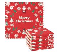 BCFHRGT Juego de 6 toallas de rizo para cocina, diseño de copo de nieve, color rojo, con texto en inglés "Merry Christmas", para decorar la cocina, 11 x 11 pulgadas