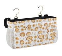 BCFHRGT Organizador de almacenamiento para dormitorio, litera, cama, diseño de león blanco de dibujos animados, estilo kawaii, para libros, teléfonos móviles, llaves, botella de agua