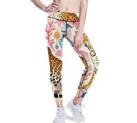 BCFHRGT Pantalones de yoga con estampado floral de guepardo para mujer, leggings elásticos, trajes de botín, Flor de guepardo floral, X-Large