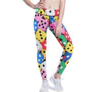 BCFHRGT Pantalones de yoga suaves de dibujos animados coloridos para mujer, pantalones de botín, Coloridos dados de dibujos animados, Small