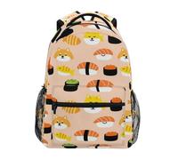 BCFHRGT Shiba Inu Sushi - Mochila japonesa para niñas y niños con correa para el pecho, mochila para niños