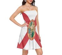 BCFHRGT Vestido de verano rojo con bandera del estado de Florida Fl para mujer, traje de verano para mujer, Bandera de poliéster del estado de Florida, color rojo, Large