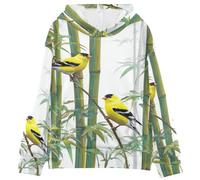BCFHRGT Yellow Birds - Sudadera con capucha de manga larga 3D para niños y niñas, talla 4-14 años, Yellow Birds Bamboos 3D, Small