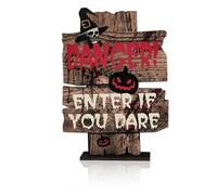 BCHKO 1 Set de Carteles de Advertencia de Halloween para Exterior con Estacas, Decoración de Terror para Casas Embrujadas y Jardines