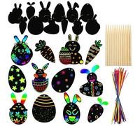 BCHKO 12 Piezas Huevos de Pascua Rasca y Descubre Set de Arte de Rascar para Niños con Lápices de Madera y Cintas para Decoración de Pascua y Sorpresas de Fiesta