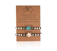 BCHKO 2 Piezas Pulsera de Amistad Hecha a Mano Significado Distancia Regalo para Mejor Amiga Pareja Amantes Chicas, Pulsera de Cuerda Ajustable con 1 Tarjeta de Deseo (Tortuga)