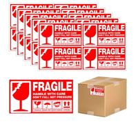 BCHKO Paquete de 80 Pegatinas Adhesivas con la Advertencia «Frágil» (13 x 7 cm) (Rojo)