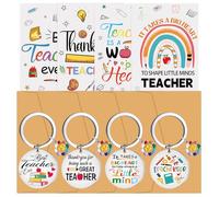 BCHKO Regalo Profesora Maestra Primaria, Set de 4 Tarjetas de Agradecimiento con Sobres y 4 Llaveros. Detalle para Fin de Curso, Despedida, Día del Maestro.