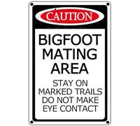 BCHUAN Bigfoot - Letrero de estaño con texto en inglés "Stay on Marked Trails Do Not Make Eye Contacto", letrero de metal divertido vintage de advertencia retro para el hogar, bar, pub, cafetería