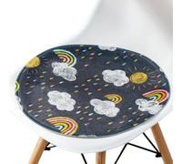 BCJMKDX Almohada de Apoyo， Round Creative Cartoon Pattern|All-Season Soft Cozy Chair Pad|Bohemia Stylish with Non-Slip Bottom(V,43x43cm)