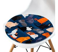 BCJMKDX Almohada de Apoyo， Round Creative Cartoon Pattern|All-Season Soft Cozy Chair Pad|Bohemia Stylish with Non-Slip Bottom(A,53x53cm)