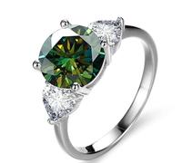 BCJMKDX Anillos, Anillo de compromiso de moissanita VVS1 de color D de 3ct for mujer, alianza de boda de plata de ley 925, anillo de diamante verde/azul/rosa con certificado(Darkgreen,7)