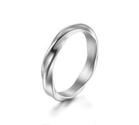 BCJMKDX Anillos, Anillo de meñique trenzado de acero inoxidable 316L - 4 mm, diseño minimalista, hipoalergénico, unisex(Silver,M)