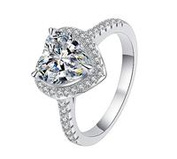 BCJMKDX Anillos, Anillos de Compromiso Moissanite 1-2ct D Color Corte corazón VVS1 Anillos de Diamante Anillos de Boda Moissanite for Mujeres con Certificado(8)
