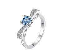 BCJMKDX Anillos, Anillos de diamante de moissanita azul for mujer, 0,5 quilates, corte redondo, color D, VVS1 S925, anillos de plata de ley, anillos de compromiso de moissanita con certificado(7)