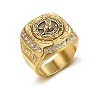 BCJMKDX Anillos, Joyería de acero inoxidable vintage con el tótem del águila Kuya, tributo a la hermandad, for miembros de la fraternidad.(O)