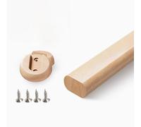 BCJMKDX Barras de Armario. Barra de Armario de Madera de Haya Pulida, Barra de Percha Ovalada con Soporte(90cm(35 3/8 in))