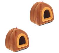 BCJMKDX Cama para Mascotas. 4 Uds. Nido pequeño for Mascotas, Ropa de Cama de Guinea, Camas de Descanso for Mascotas, Refugio for Animales pequeños, casa cálida for Ratas GUI(Brownx2pcs)