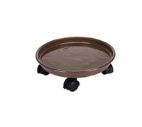 BCJMKDX Collares. 30cm Round Pallet Pot with Lock Wheels Rolling Tray for Patio Garden Indoor(Brown)