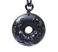 BCJMKDX Collares de obsidiana, Collar de Tigre con Colgante de obsidiana Natural