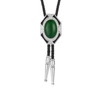 BCJMKDX Collares. Handmade Jewelry for Women Men Western Cowboy Faux Leather Rope Necktie with Vintage Stone Pendant Necklace(Green)