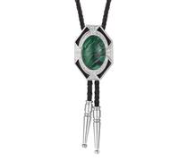BCJMKDX Collares. Handmade Jewelry for Women Men Western Cowboy Faux Leather Rope Necktie with Vintage Stone Pendant Necklace(Kong Lu)