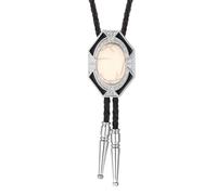 BCJMKDX Collares. Handmade Jewelry for Women Men Western Cowboy Faux Leather Rope Necktie with Vintage Stone Pendant Necklace(White)