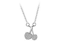 BCJMKDX Collares. Sterling Shine Collar for Mujer Plata De Ley S925 Cereza Circonita Delicada Gargantilla De Moda Collar Delicado Joyería De Regalo De Cadena for Sus Parejas De Niñas