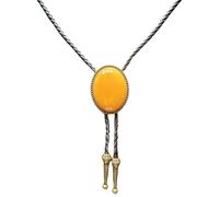 BCJMKDX Collares. Unisex with Turquoises Stone Accent for Stylish Outfits Leather Necktie, Yellow Agate, One Size