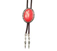 BCJMKDX Collares. Western Cow Rodeos Necktie Adjustable Cord with Oval Stone Pendant, Red 12, One Size