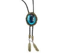 BCJMKDX Collares. Western Cowboy Vintage Rope Stone Feathered Pendant Necktie, A Goes, As Show