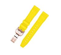 BCJMKDX correa de reloj, Correa de reloj Fluororubber de liberación rápida resistente al agua for buceo(Yellow RoseGold,21mm)